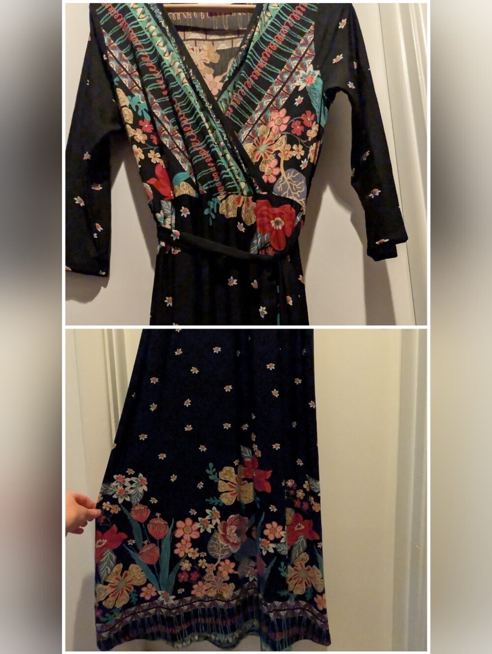Floral V-Neck Wrap Maxi Dress Size M/L - Picture 2 of 14